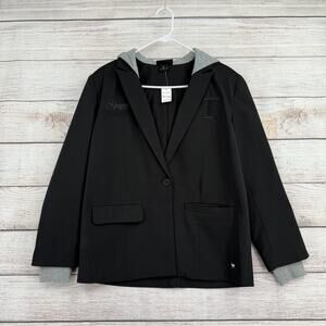 The Wild Collective MLB Texas Rangers‎ Embroidered Hooded Blazer Womens S Black